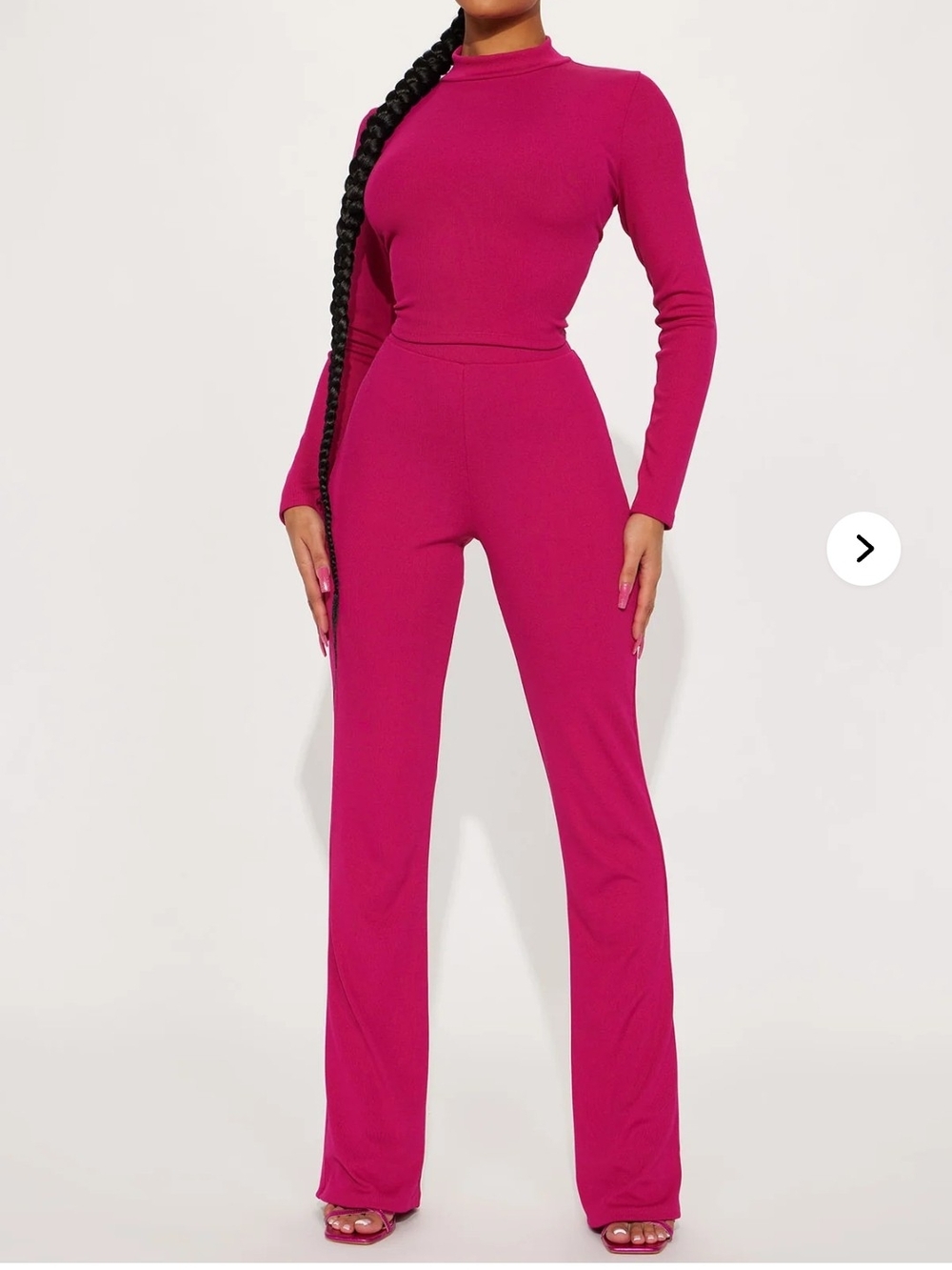 High-Rise Magenta Long-Sleeve Top & Pants